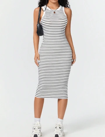 Rochie medie SHEIN, alb/negru