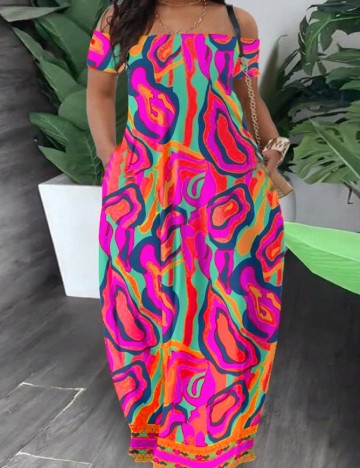 
						Rochie lunga SHEIN CURVE, mix culori