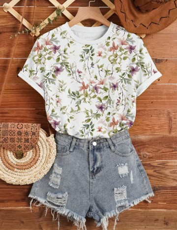 
						Tricou SHEIN, floral print