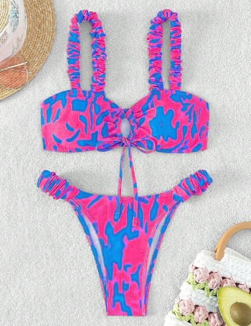 
						Costum de baie SHEIN, albastru/roz