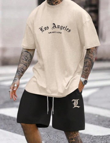 
						Compleu SHEIN Plus Size Men, crem/negru