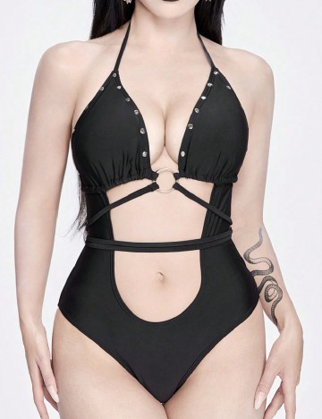 
						Costum de baie Romwe, negru