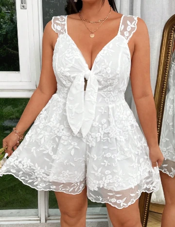 Salopeta SHEIN CURVE, alb