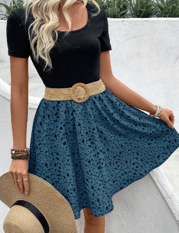 Rochie scurta SHEIN, negru/albastru