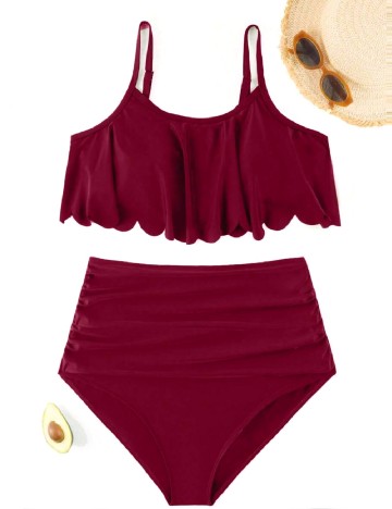 
						Costum de baie SHEIN CURVE, visiniu