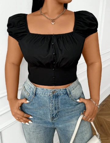 Top SHEIN CURVE, negru