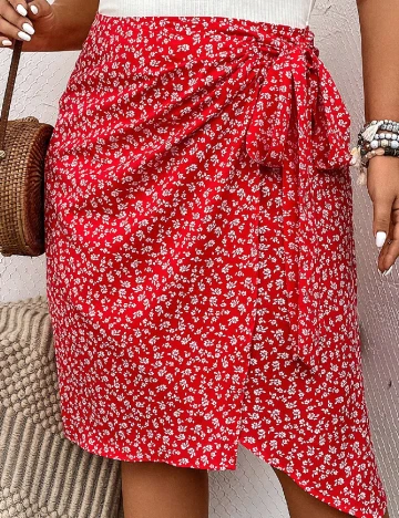 Fusta SHEIN CURVE, rosu
