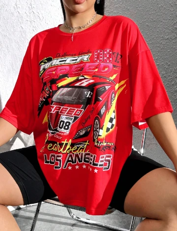 Tricou Oversize SHEIN CURVE, rosu