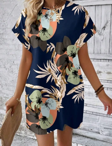 Rochie scurta Emery Rose Curve, bleumarin