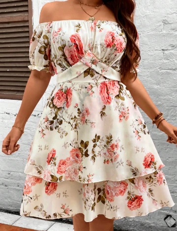 Rochie scurta SHEIN CURVE, crem