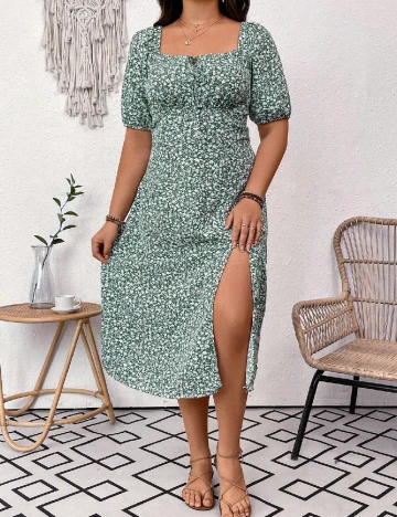 Rochie medie SHEIN CURVE, verde