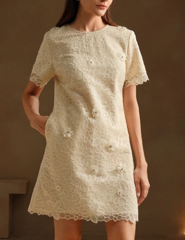 Rochie scurta Anewsta, ecru