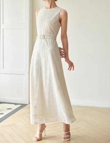 Rochie lunga MOTF, ecru