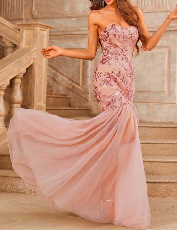 
						Rochie lunga SHEIN, roz pudra