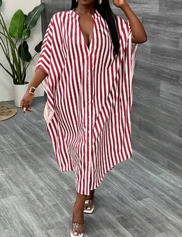 Rochie medie SHEIN, alb/rosu