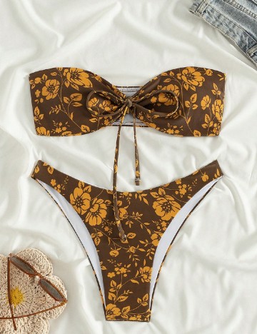 
						Costum de baie SHEIN, maro