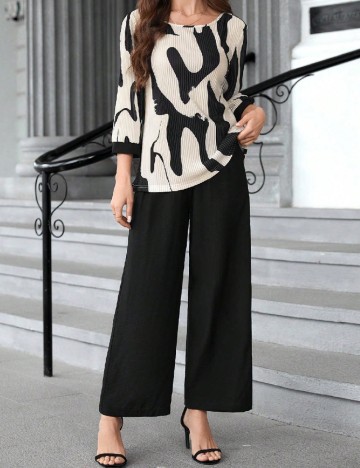 
						Compleu Emery Rose Curve, ecru/negru