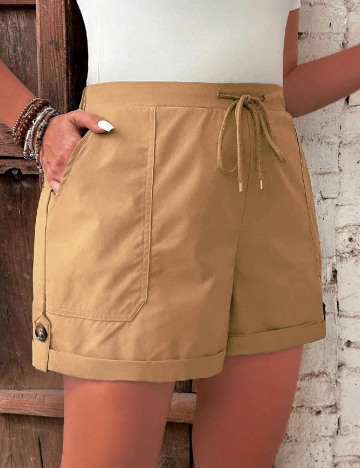 Pantaloni scurti SHEIN CURVE, maro