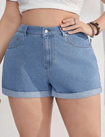 Pantaloni scurti SHEIN CURVE, albastru