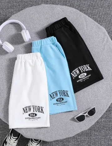 Set Pantaloni scurti 3 perechi Shein Kids, mix culori