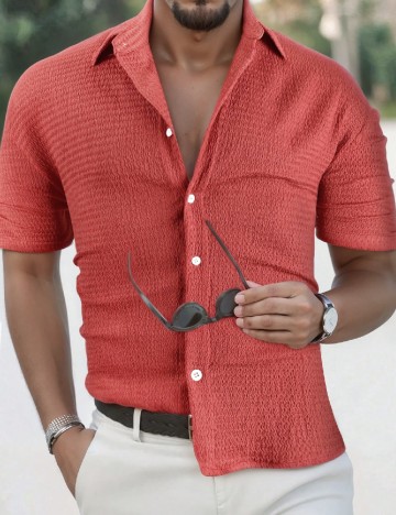 
						Camasa SHEIN Plus Size Men, roz pudra inchis