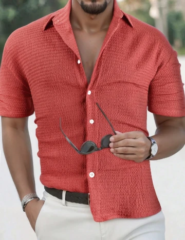 Camasa SHEIN Plus Size Men, roz pudra inchis