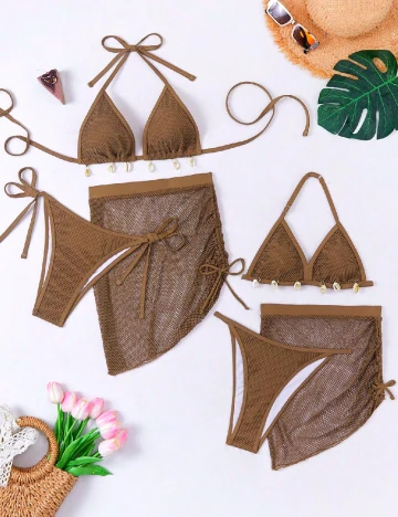 Costum de baie Shein Kids, maro