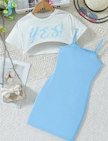 Compleu SHEIN, alb/albastru