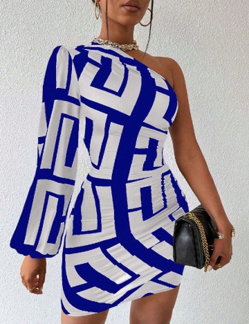 
						Rochie scurta SHEIN, alb/albastru