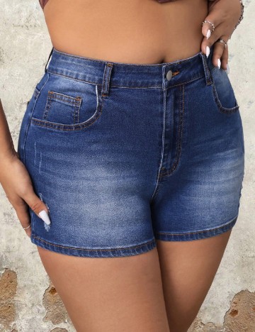 
						Pantaloni scurti SHEIN CURVE, albastru