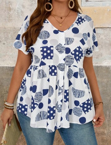 
						Bluza Emery Rose Curve, alb/albastru