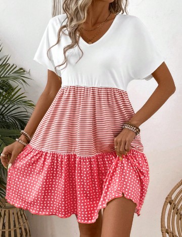 
						Rochie scurta SHEIN, alb/roz