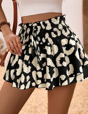 Fusta pantalon SHEIN, negru/ecru