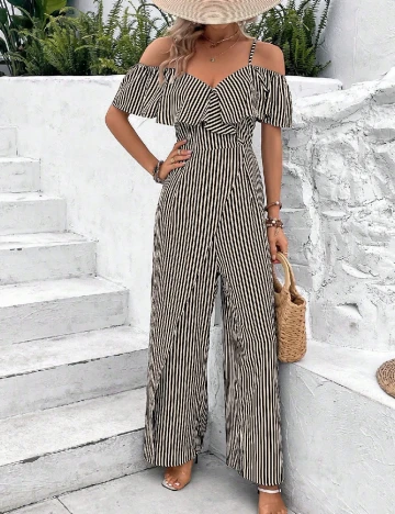 Salopeta SHEIN, negru/crem