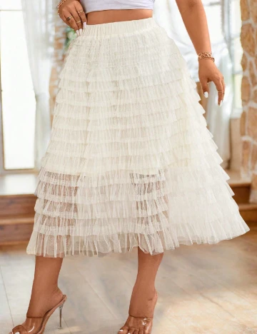 Fusta SHEIN CURVE, ecru