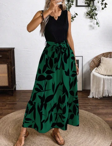 Rochie medie SHEIN, verde/negru