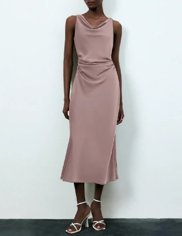 Rochie medie SHEIN, roz pudra inchis