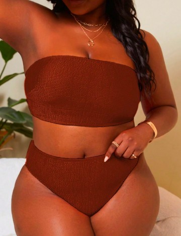 
						Costum de baie SHEIN CURVE, maro
