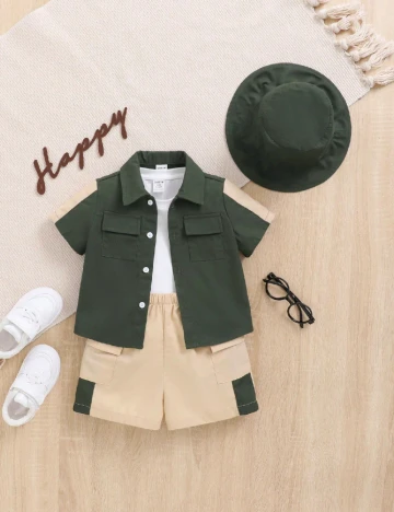 Compleu Shein Kids, verde/crem