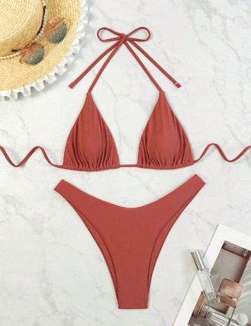 
						Costum de baie SHEIN, roz pudra inchis