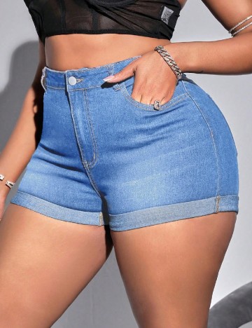 
						Pantaloni scurti SHEIN CURVE, albastru