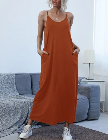 Rochie medie SHEIN, caramiziu