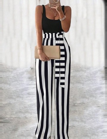 
						Salopeta SHEIN, alb/negru