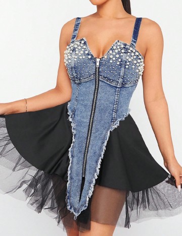 
						Rochie scurta SHEIN, albastru/negru