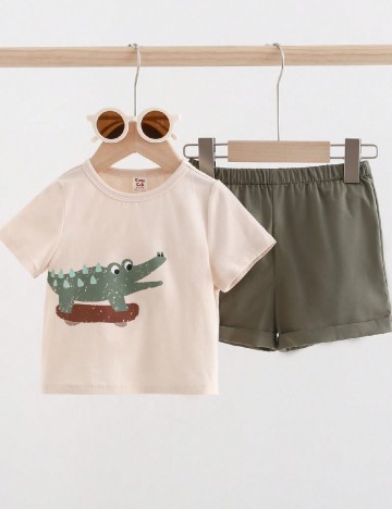 
						Compleu Shein Kids, crem/verde