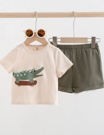 Compleu Shein Kids, crem/verde