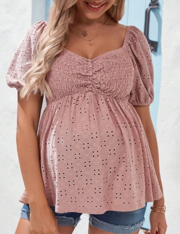 Bluza SHEIN Maternity, roz pudra inchis