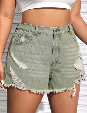 Pantaloni scurti SHEIN CURVE, verde