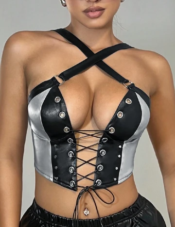 Top SHEIN, negru/gri