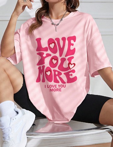 
						Tricou Oversize SHEIN, roz